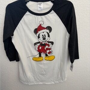 Disney Mickey Mouse Holiday Raglan Shirt - Black, White, Red, Yellow